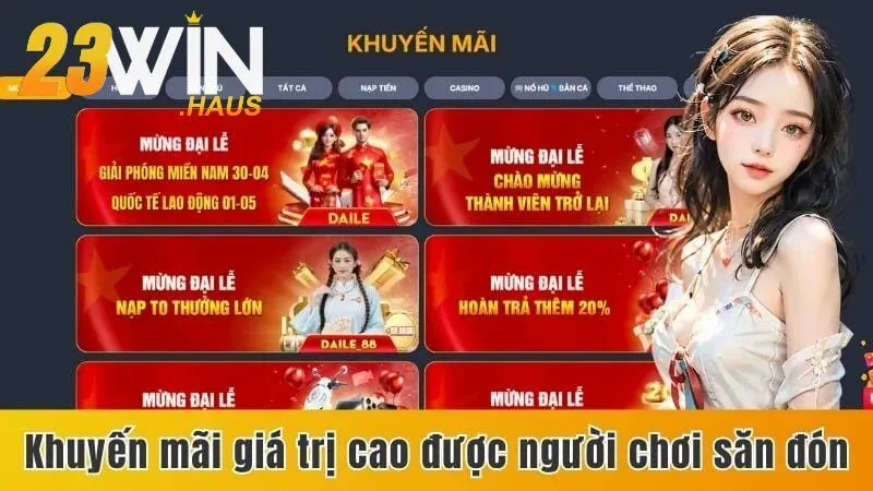 Trang chủ 23win 52 Ưu đãi cực khủng dành cho hội viên của nhà cái 23Win